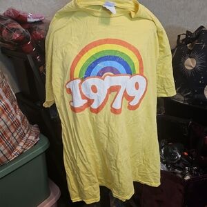 Gildan Yellow Tee with Rainbow and 1979 Design